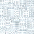 Thin line seamless pattern houses