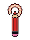 Thin line sharpened red pencil icon