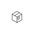Line shipping box icon on white background
