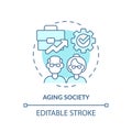 Thin line simple blue aging society icon concept Royalty Free Stock Photo
