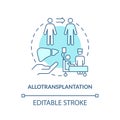 Thin line simple blue allotransplantation icon concept