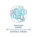 Thin line simple blue cash flow margin icon concept