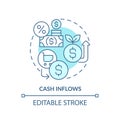 Thin line simple blue cash inflows icon concept Royalty Free Stock Photo