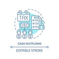 Thin line simple blue cash outflows icon concept Royalty Free Stock Photo