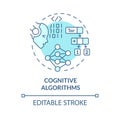 Thin line simple blue cognitive algorithms icon concept