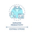 Thin line simple blue employee productivity icon concept