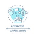 Thin line simple blue interactive icon concept