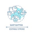 Thin line simple blue quiet quitting icon concept