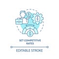 Thin line simple blue set competitive rates icon concept Royalty Free Stock Photo