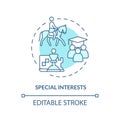 Thin line simple blue special interests icon concept