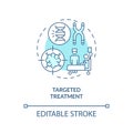 Thin line simple blue targeted treatment icon concept