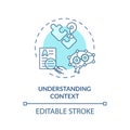 Thin line simple blue understanding context icon concept