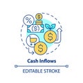 Thin line simple colorful cash inflows icon concept Royalty Free Stock Photo