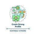 Thin line simple colorful create strong profile icon concept