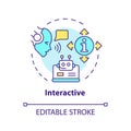 Thin line simple colorful interactive icon concept