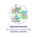 Thin line simple colorful special interests icon concept