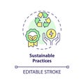 Thin line simple colorful sustainable practices icon concept