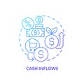 Thin line simple gradient cash inflows icon concept Royalty Free Stock Photo
