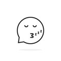 Thin line sleeping emoji speech bubble logo