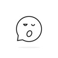 Thin line sleepy emoji speech bubble logo