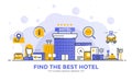 Flat Line Modern Concept Illustration - Hotel Royalty Free Stock Photo