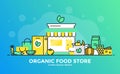 Flat Line Modern Concept Illustration - Organic Food Royalty Free Stock Photo