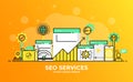 Flat Line Modern Concept Illustration - SEO Services Royalty Free Stock Photo