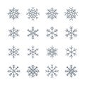 Thin line snowflake icons, outline winter collection Royalty Free Stock Photo