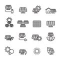 Thin line solar power icon set, vector eps10 Royalty Free Stock Photo