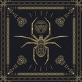 Thin line spider hipster label