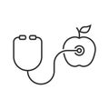Thin line stethoscope and apple Royalty Free Stock Photo