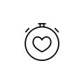 Thin line stopwatch with heart icon on white