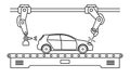 Thin line style car assembly conveyor line.