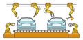 Thin line style car assembly conveyor line.