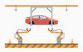 Car production line concept. Auto assembly conveyor. Royalty Free Stock Photo