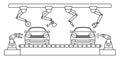 Thin line style car assembly conveyor line.