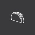 Line taco icon on white background