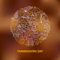 Thin Line Thanksgiving Day Holiday Icons Set Circle Shaped Conce Royalty Free Stock Photo