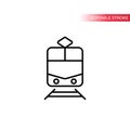 Thin line train simple icon. Train and railway outline icon.