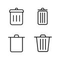 Thin line trash bin icons