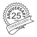 Thin line twenty fifth years anniversary icon