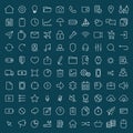 100 thin line universal icons set of finance, marketing, shoppi Royalty Free Stock Photo