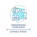 Thin line urbanization and living spaces icon concept