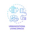 Thin line urbanization and living spaces icon concept