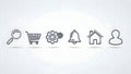 Thin Line User Interface Icon Set Including Search Cart Settings and Home Royalty Free Stock Photo