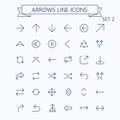 Thin line vector arrows icon set. Editable stroke. 24x24 px. Pixel Perfect. Set 2.