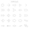 Thin line vector arrows icon set.