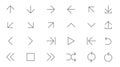 Thin line vector arrows icon set.