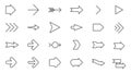 Thin line vector arrows icon set.