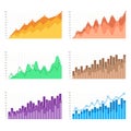 Vector graphs, charts with flat elements. Infographic for business presentation illustration. Colorful bar charts. Royalty Free Stock Photo